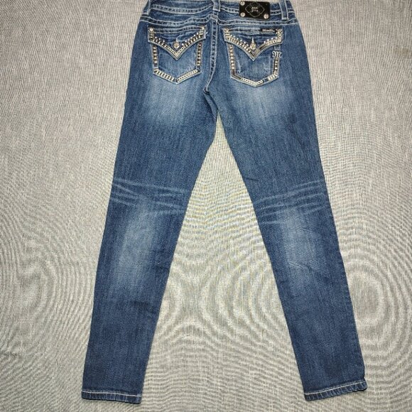 Miss Me Jeans Women's SIze 29 Blue Faded Signature Skinny Flap Western P6139S - Picture 10 of 11